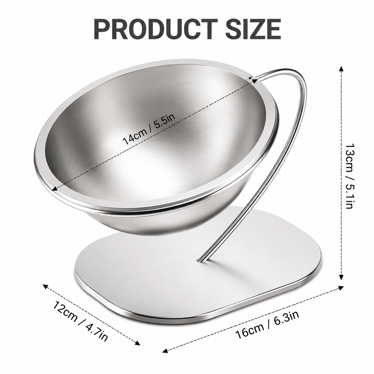15° Elevated Stainless Steel Pet Bowl