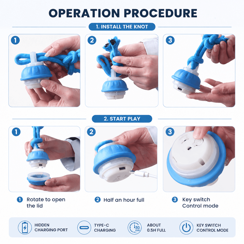 Smart Interactive Dog Ball Toy, Automatic Rolling Rope Toy Fursera