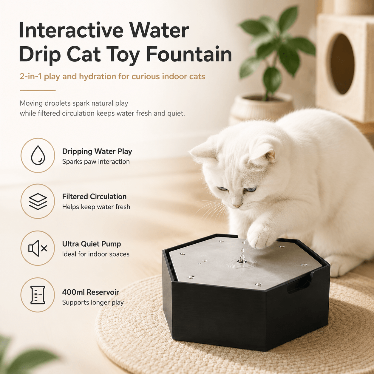 Automatic Interactive Drip Cat Toy Fountain
