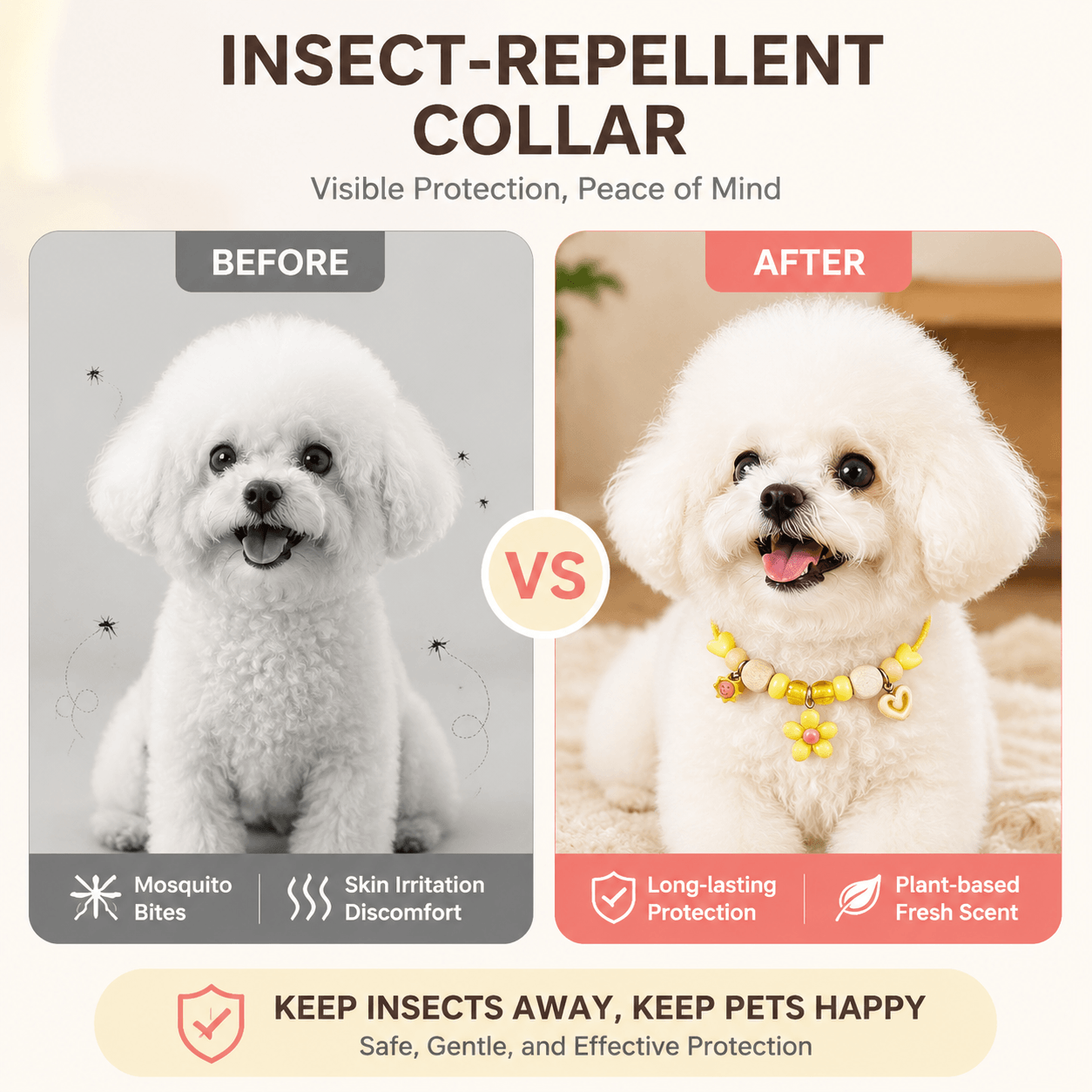 Natural Wood Insect-Repellent Pet Collar