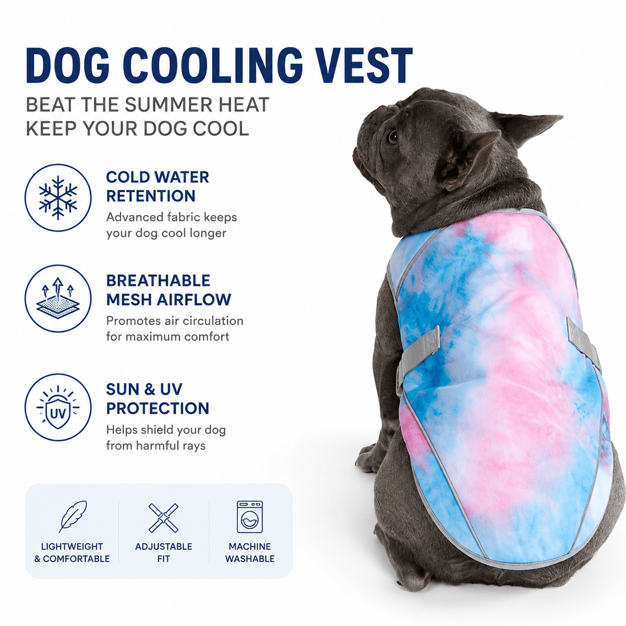 Dog Cooling Vest for Hot Weather – Lightweight Evaporative Cooling & UV Protection Vest