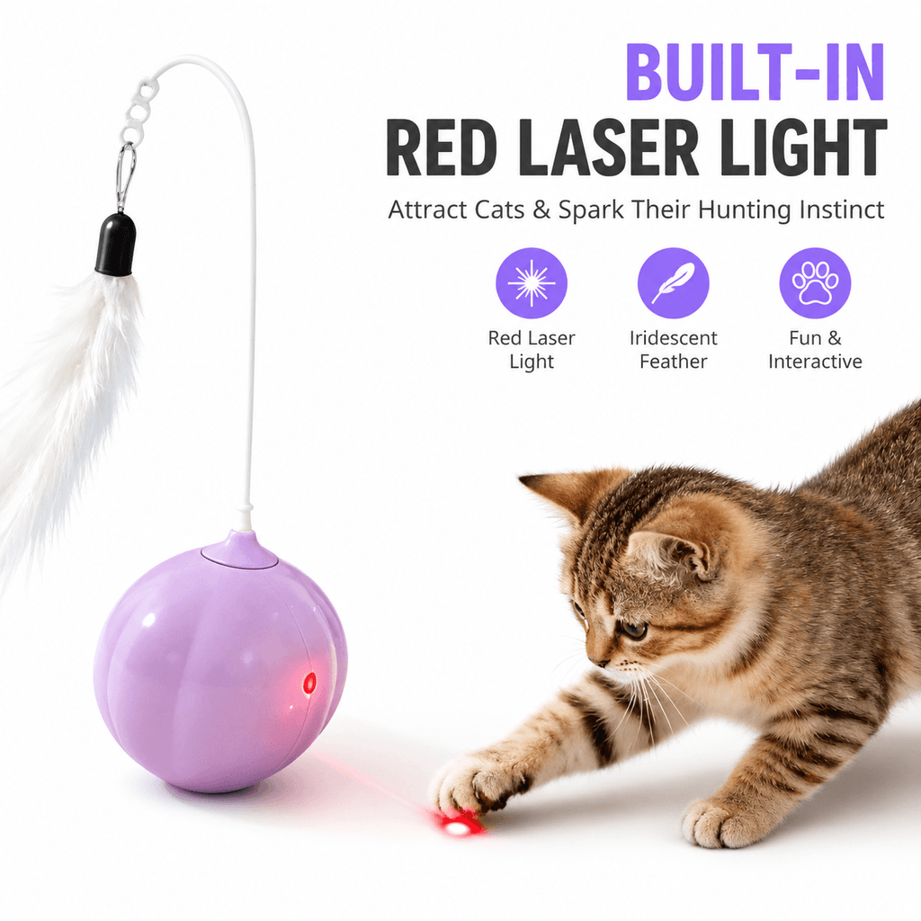 Interactive Feather & Laser Cat Toy – Wobble Teaser with Bell