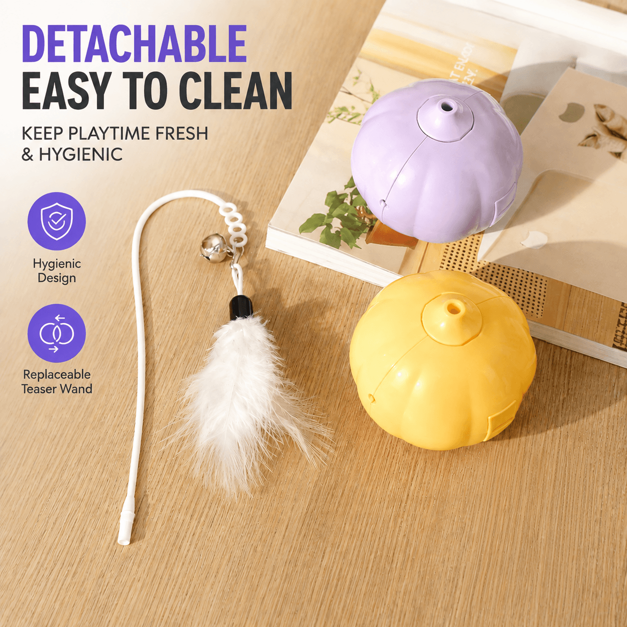 Interactive Feather & Laser Cat Toy – Wobble Teaser with Bell