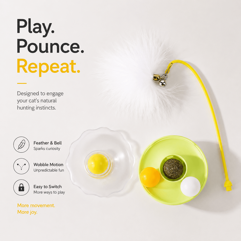 Interactive Cat Toy with Feather, Bell & Catnip