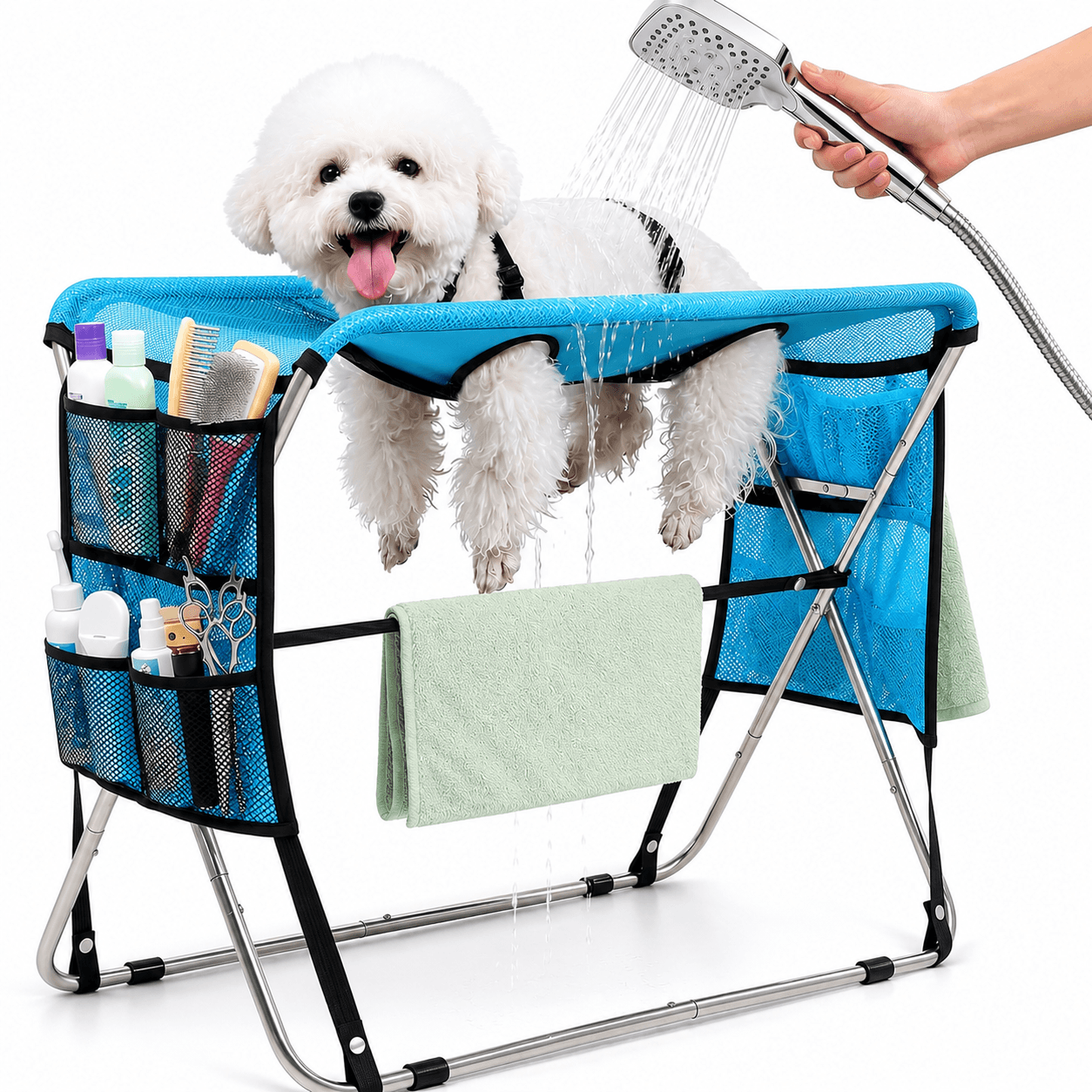 Senior Pet Grooming Hammock – Full Body Support & Foldable Grooming Table
