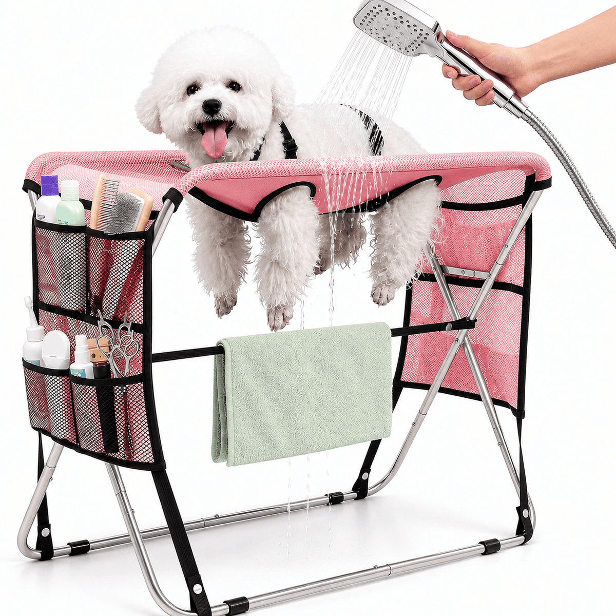 Senior Pet Grooming Hammock – Full Body Support & Foldable Grooming Table