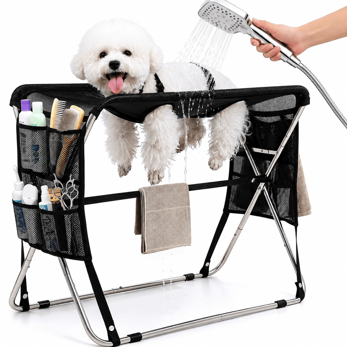 Senior Pet Grooming Hammock – Full Body Support & Foldable Grooming Table