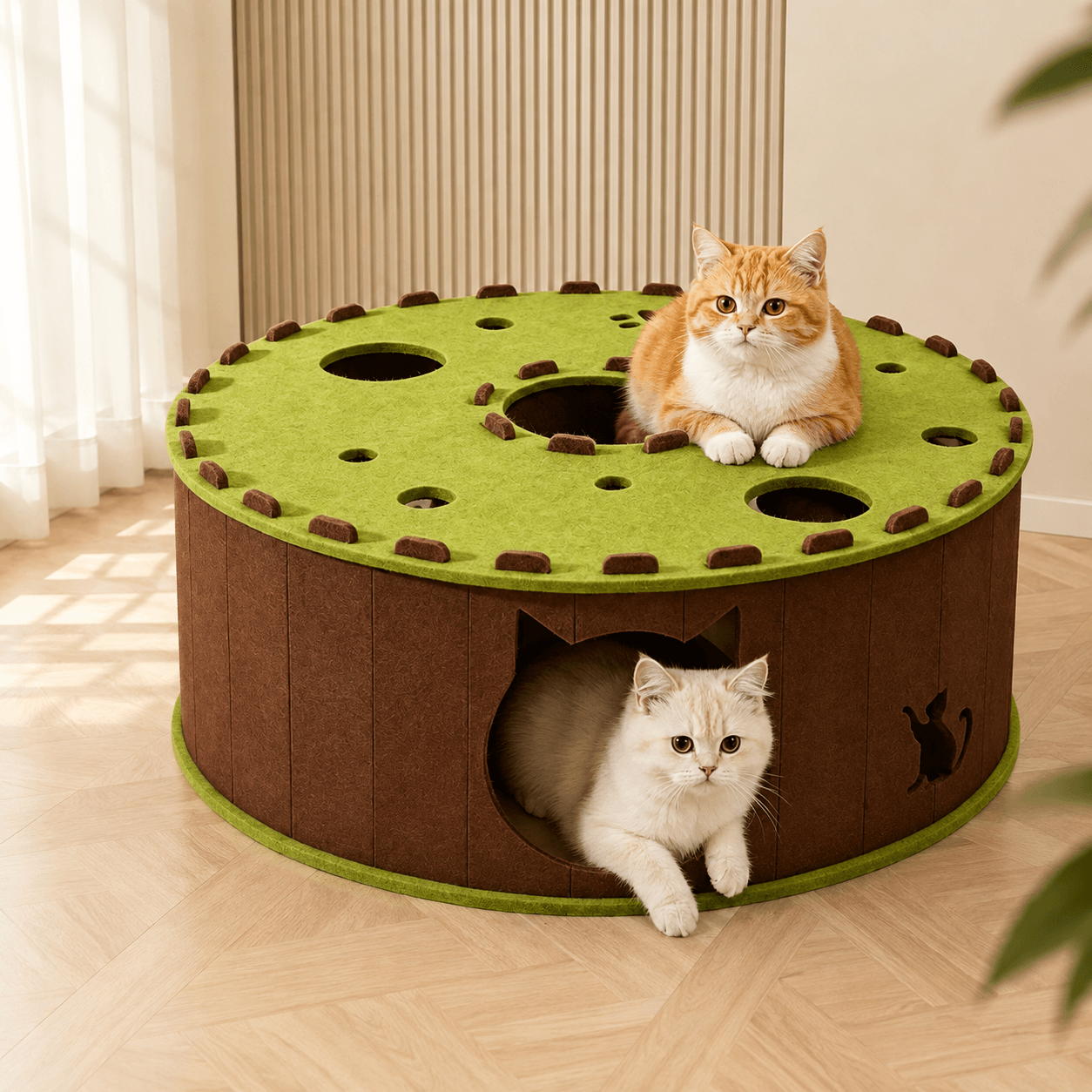 Felt Cat Tunnel & Hideaway – 2-in-1 Interactive Playhouse & Cozy Bed