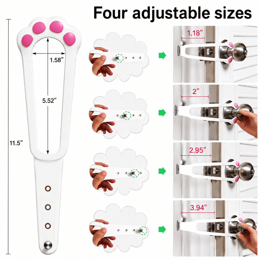 Adjustable Pet Door Holder – No-Drill Door Latch for Cats & Dogs