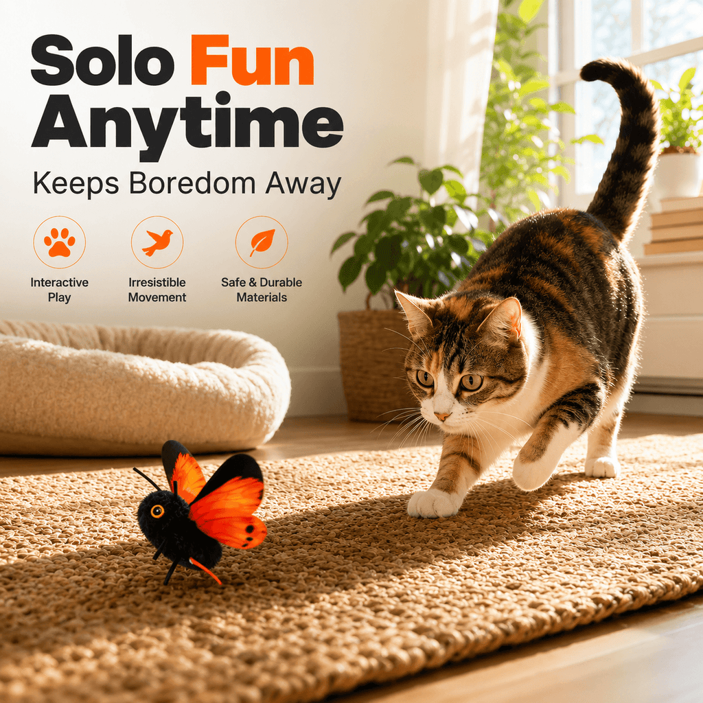 Interactive Automatic Butterfly Teaser for Indoor Cats
