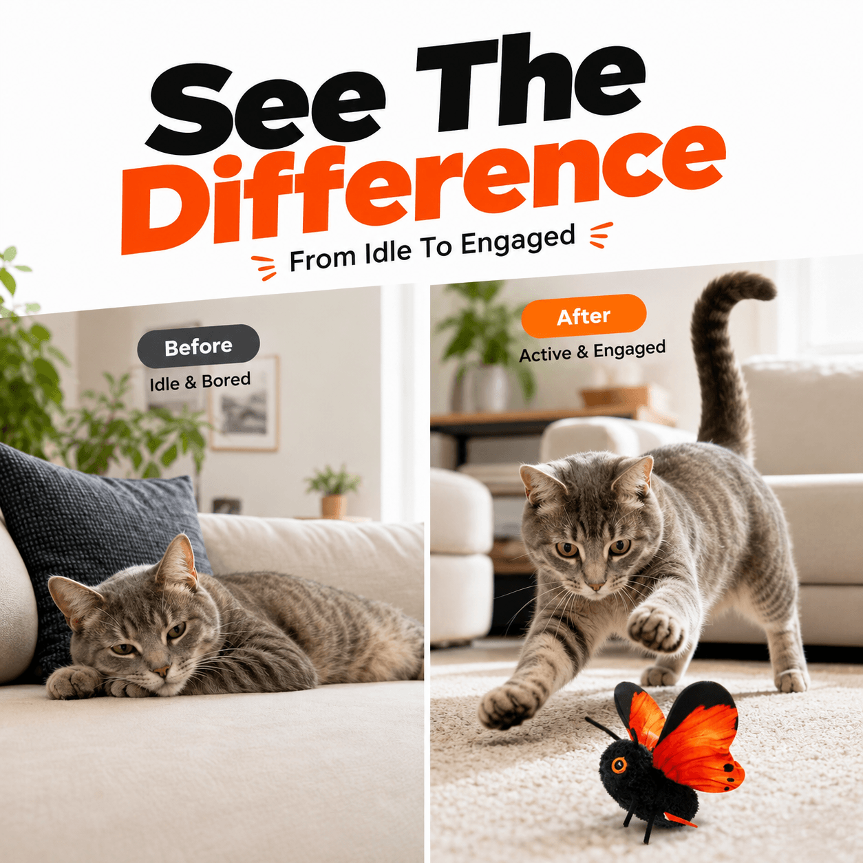 Interactive Automatic Butterfly Teaser for Indoor Cats