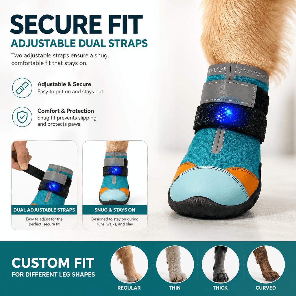 Motion-Activated LED Dog Boots – Breathable Anti-Slip Paw Protection Shoes - 2pcs