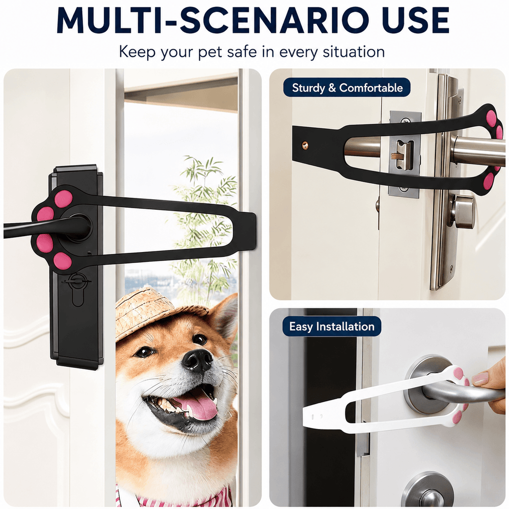 Adjustable Pet Door Holder – No-Drill Door Latch for Cats & Dogs