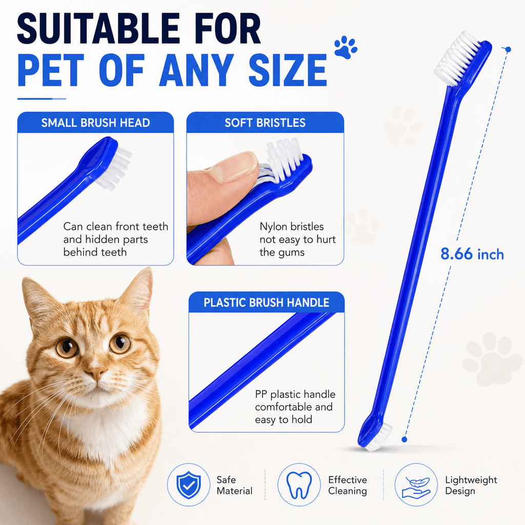 8-Pack Dual-Headed Pet Toothbrush Set for Dogs & Cats