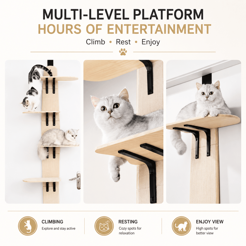 Door-Mounted Cat Climber – Space-Saving Multi-Level Cat Tree