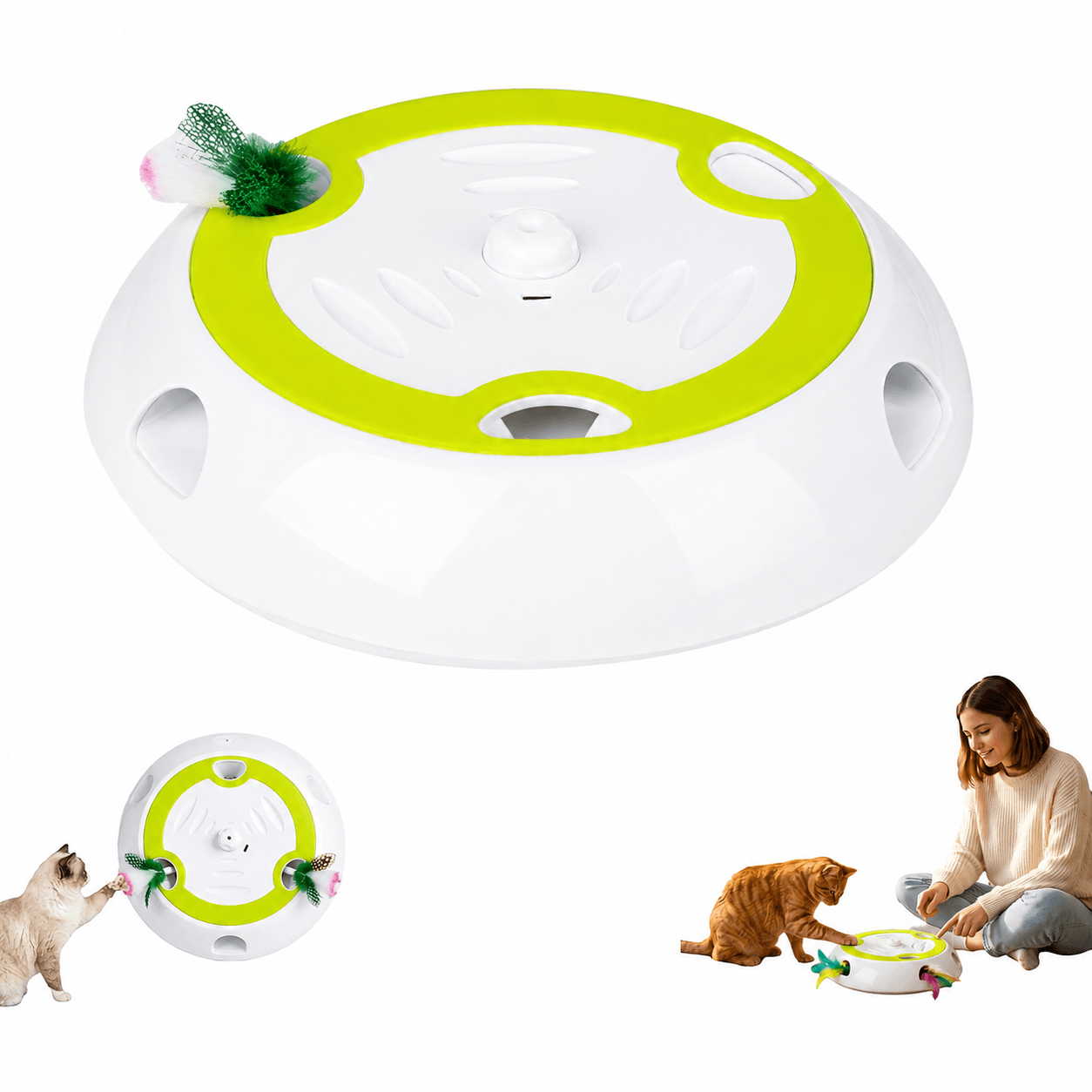 Interactive Feather Hunt Cat Toy – Rechargeable Multi-Speed Play