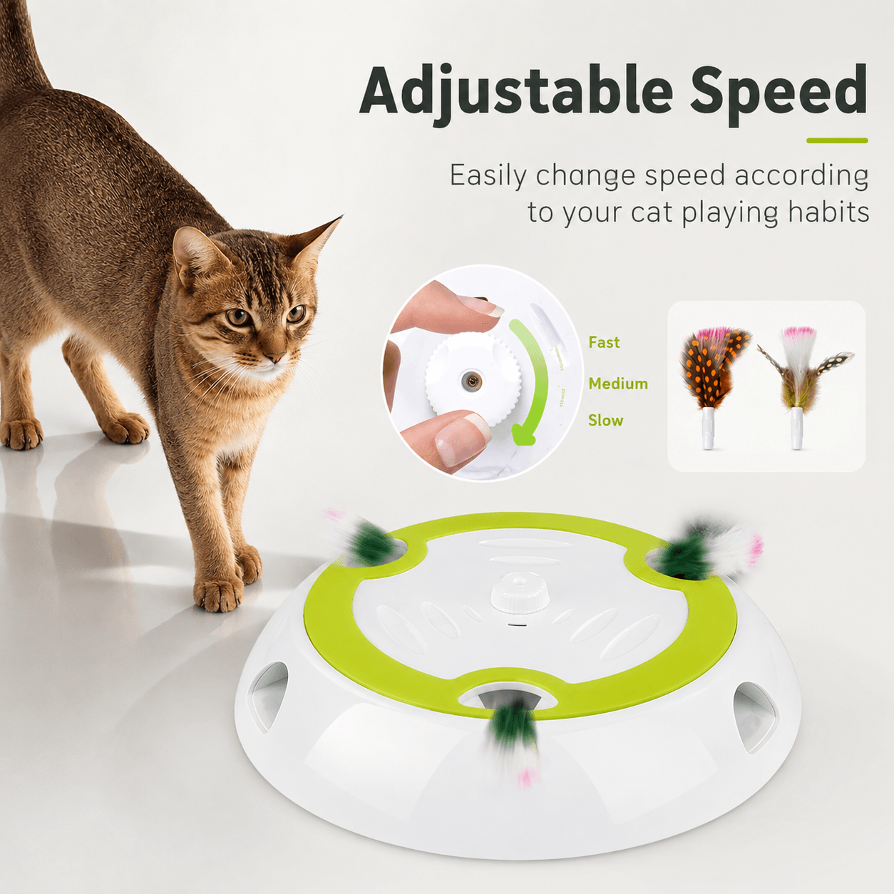 Interactive Feather Hunt Cat Toy – Rechargeable Multi-Speed Play