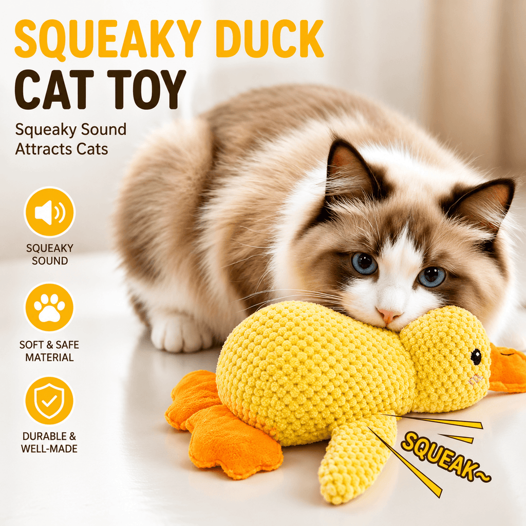 Catnip Duck Toy – Crinkle Plush Cat Toy for Kicking, Biting &amp; Interactive Play