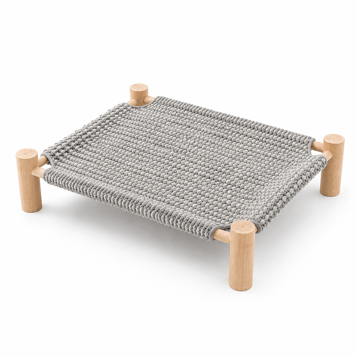 Elevated Cat Scratching Bed – Solid Wood Frame with Sisal-Style Woven Fabric