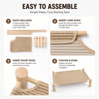Elevated Cat Scratching Bed – Solid Wood Frame with Sisal-Style Woven Fabric