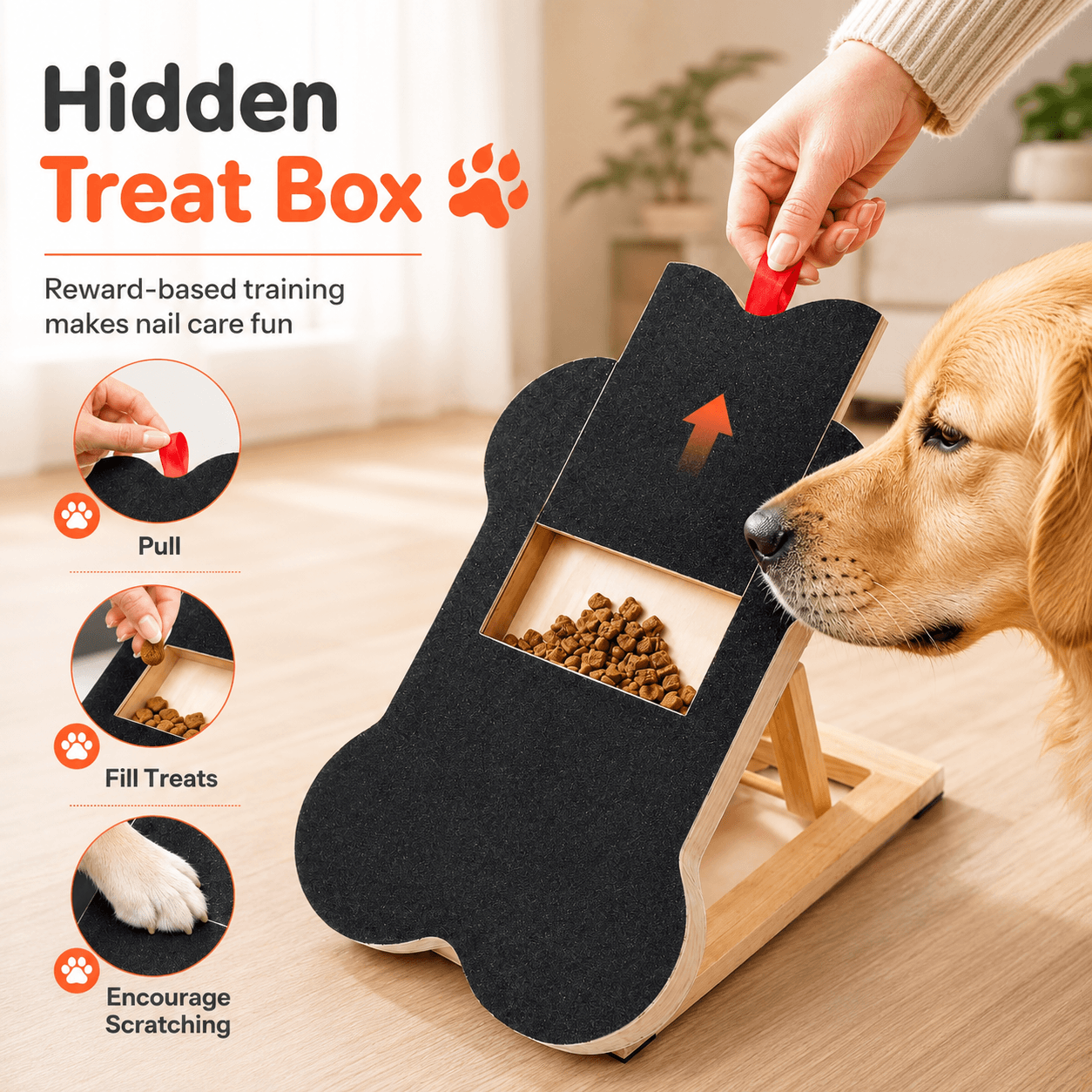 Dog Nail Scratch Board with Hidden Treat Box