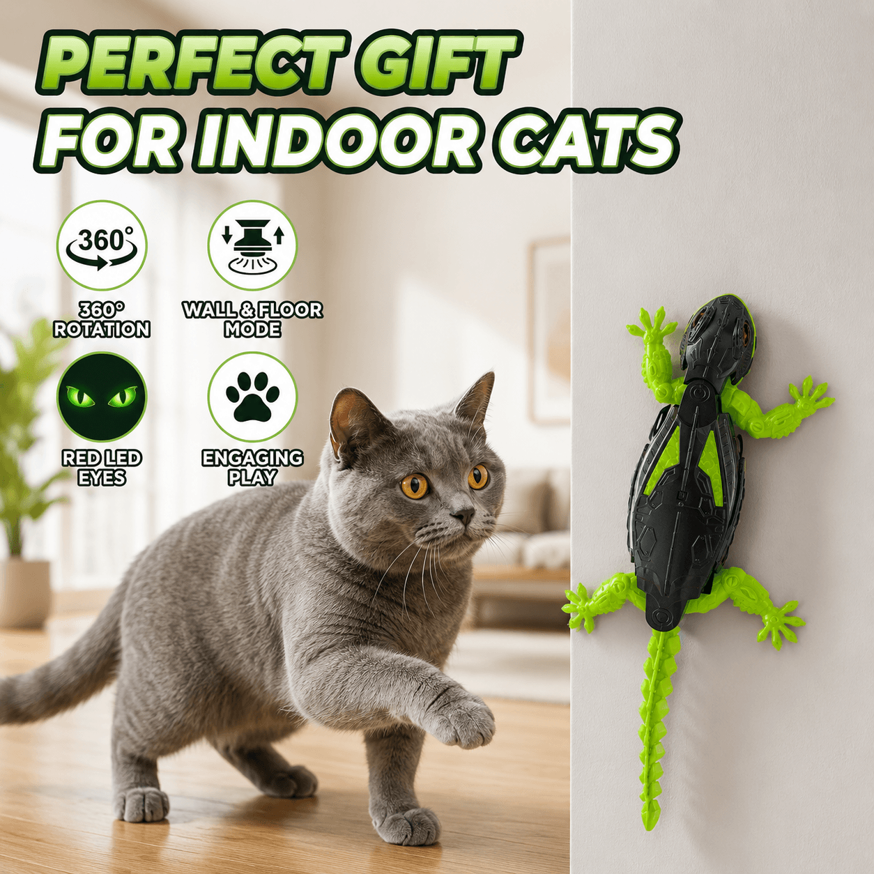 Wall Climbing RC Lizard Toy for Cats