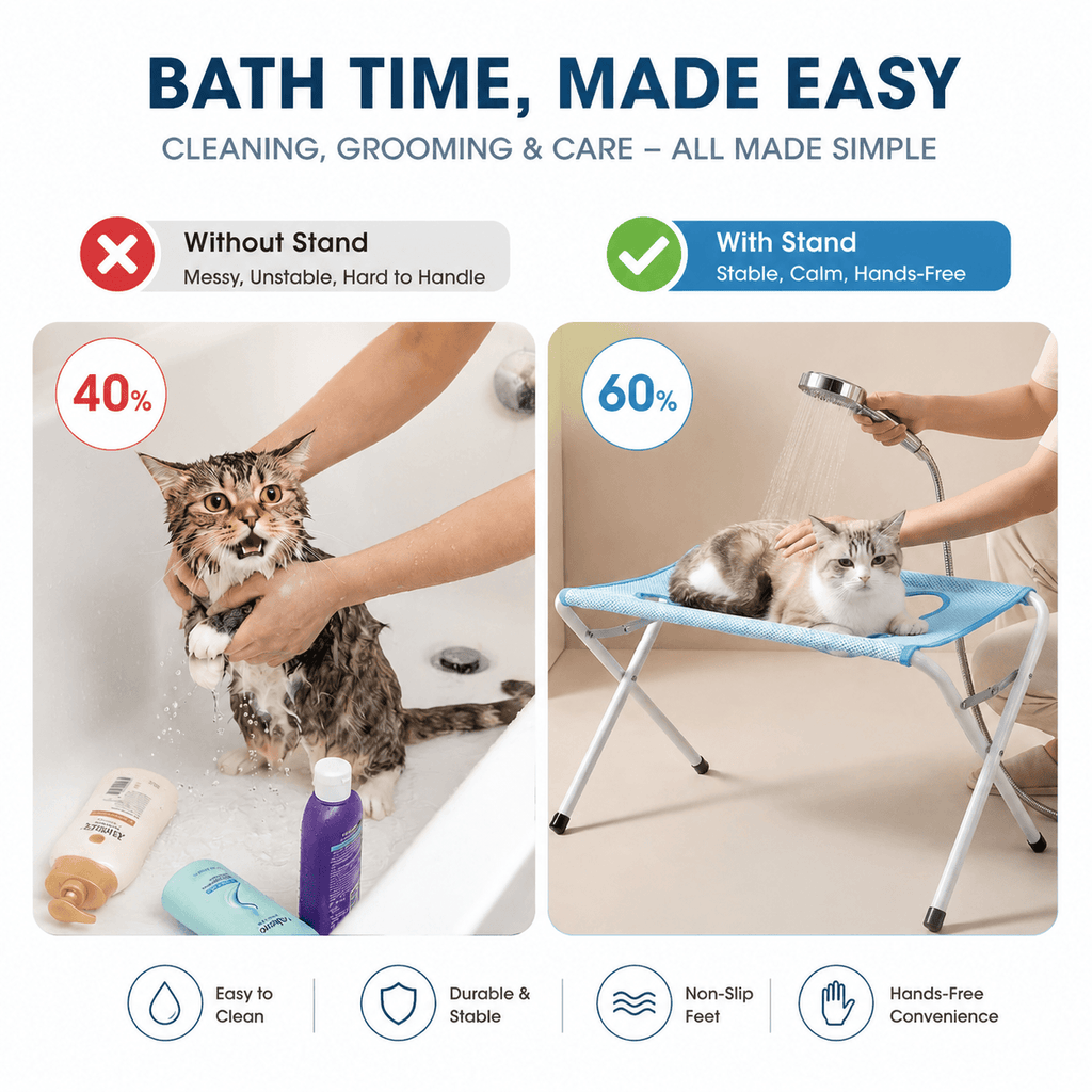 Foldable Pet Grooming Hammock Stand for Cats & Dogs