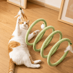 Foldable Spring Cat Tunnel with Interactive Feather Toys