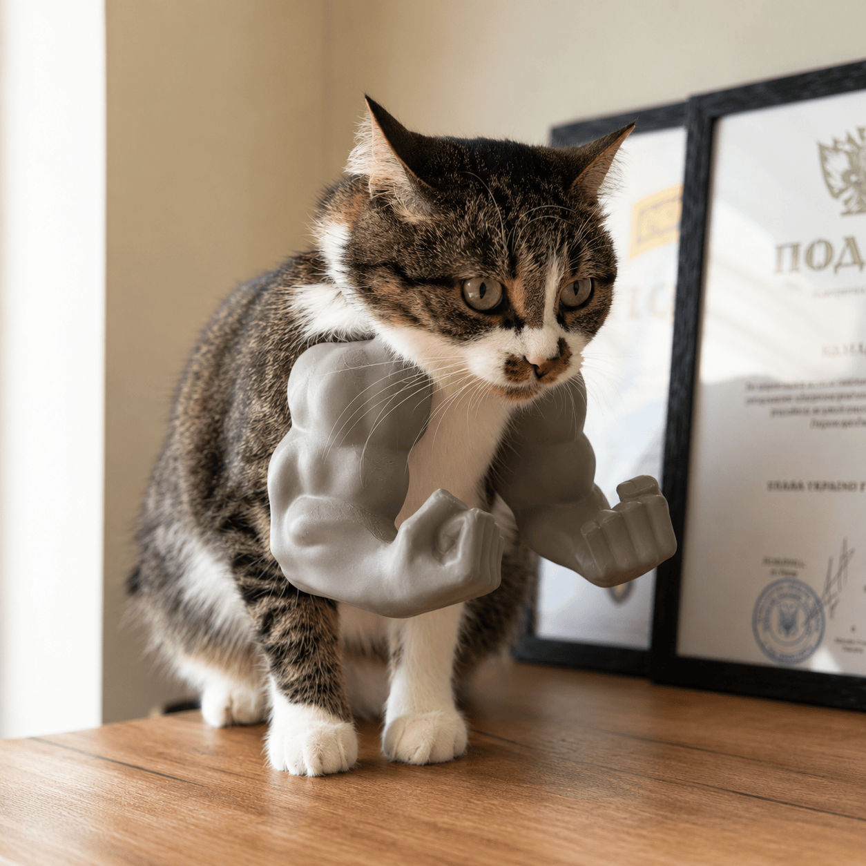 3D Printed Funny Cat Muscle Arms