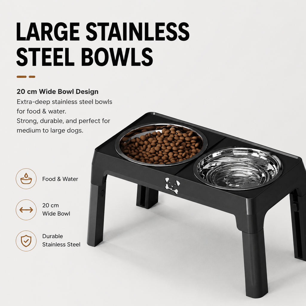 5-Height Adjustable Elevated Dog Bowls