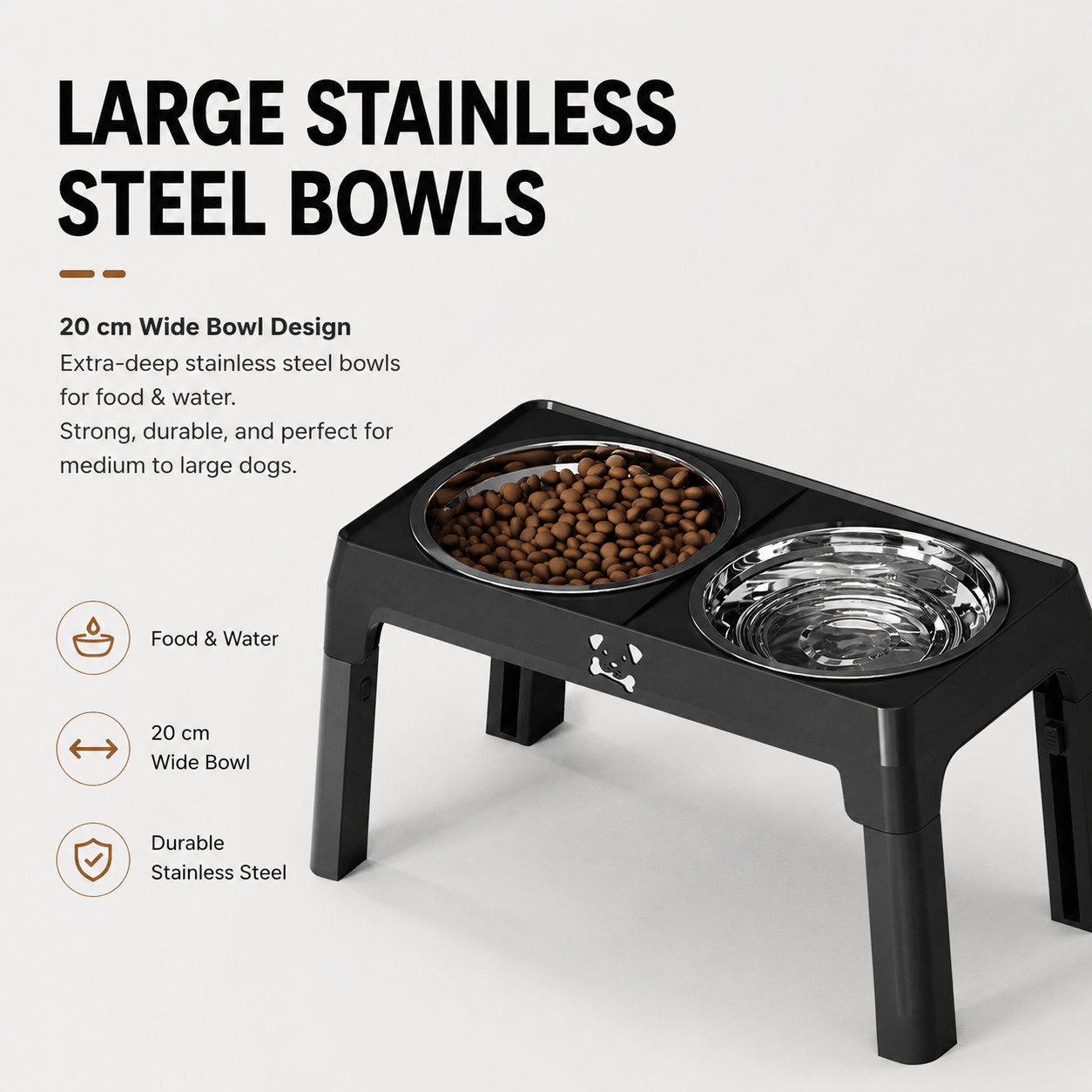 5-Height Adjustable Elevated Dog Bowls