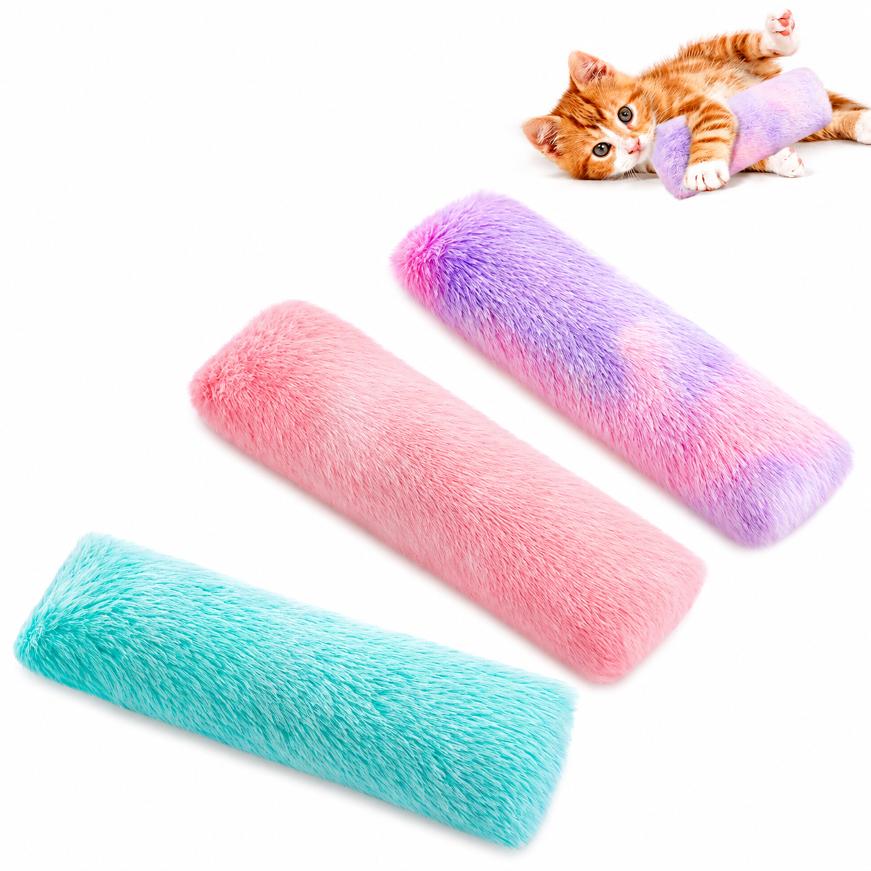 3-Pack Catnip Crinkle Cat Toy Pillows