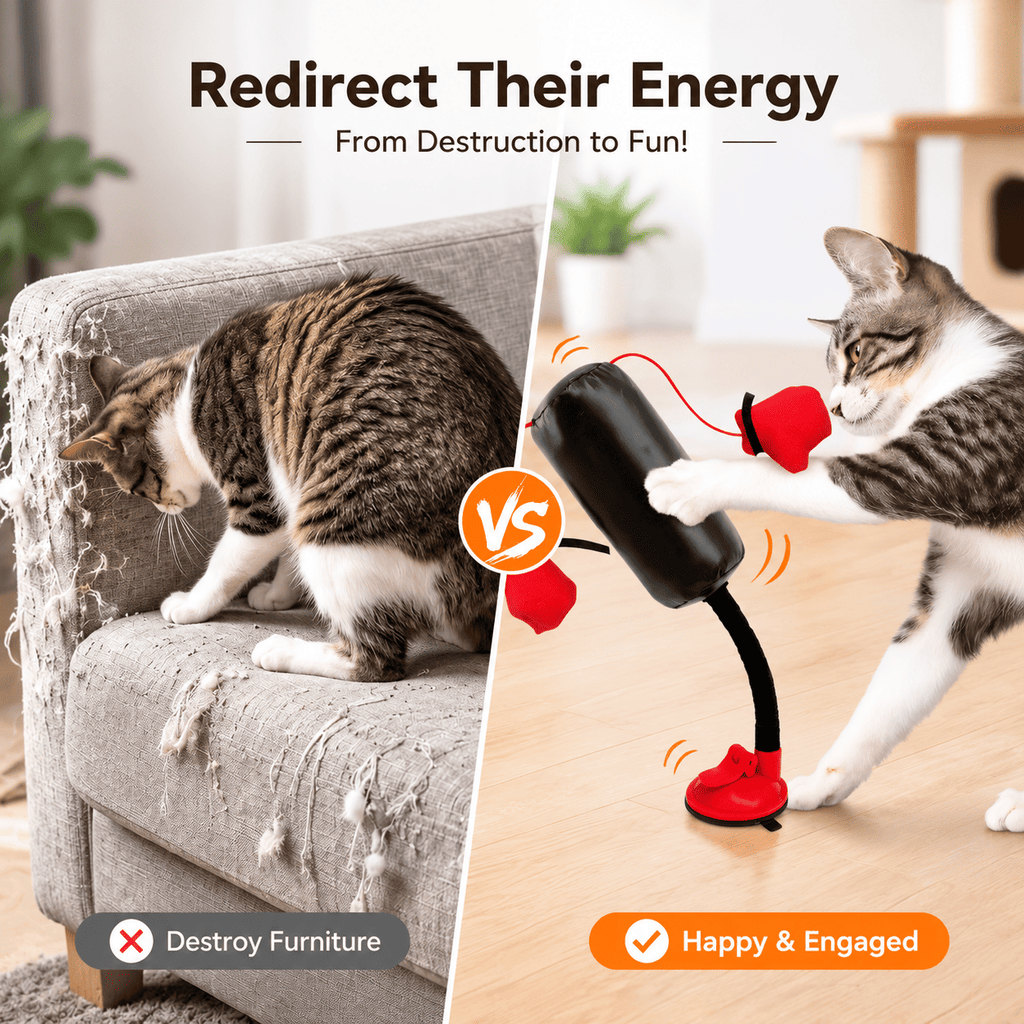 Interactive Cat Boxing Toy – Suction Cup Self-Play Punching Toy for Cats