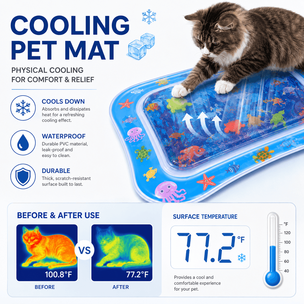 Rectangular Cooling Water Play Mat for Cats
