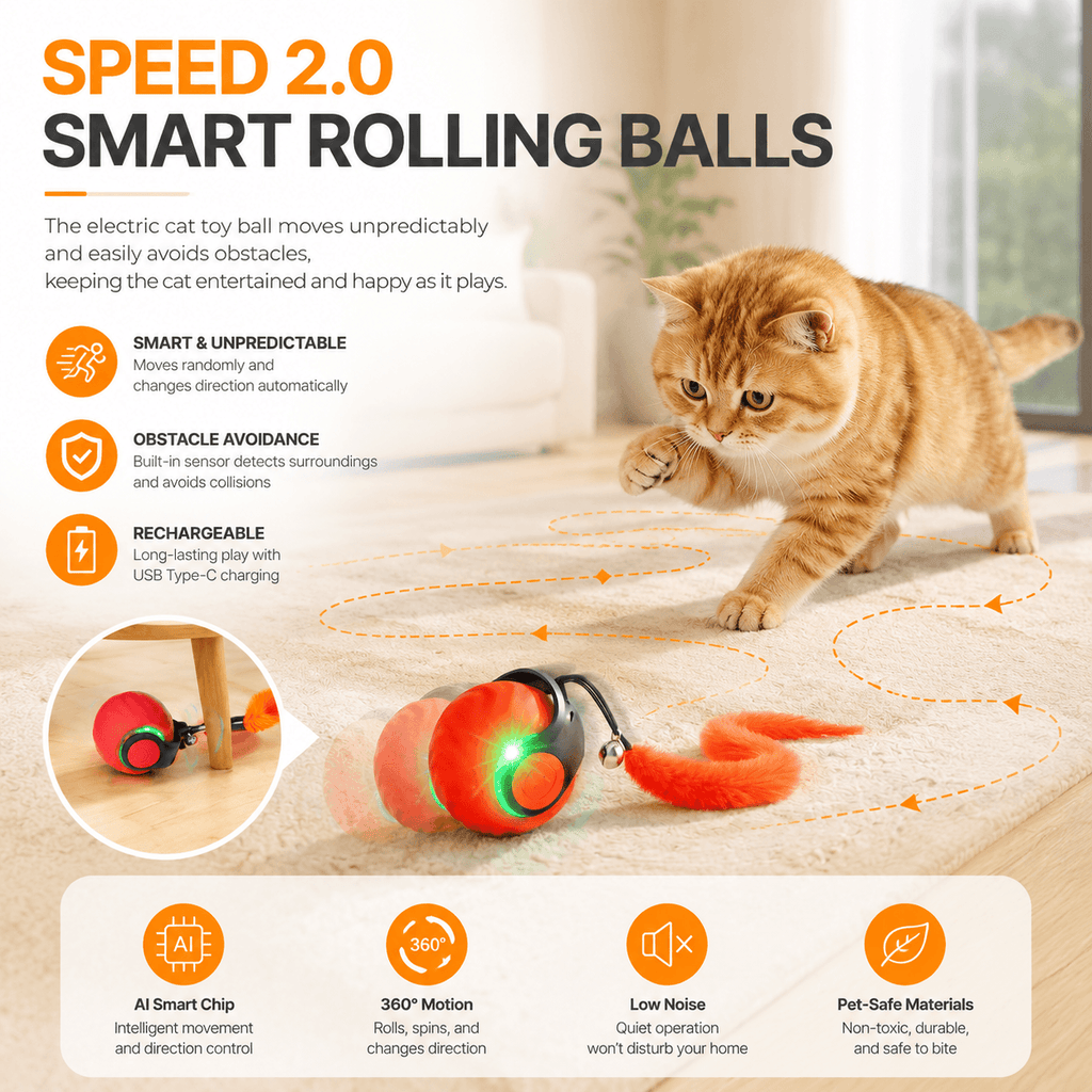 Interactive Automatic Cat Toy with Bird Sounds & 3 Speed Modes