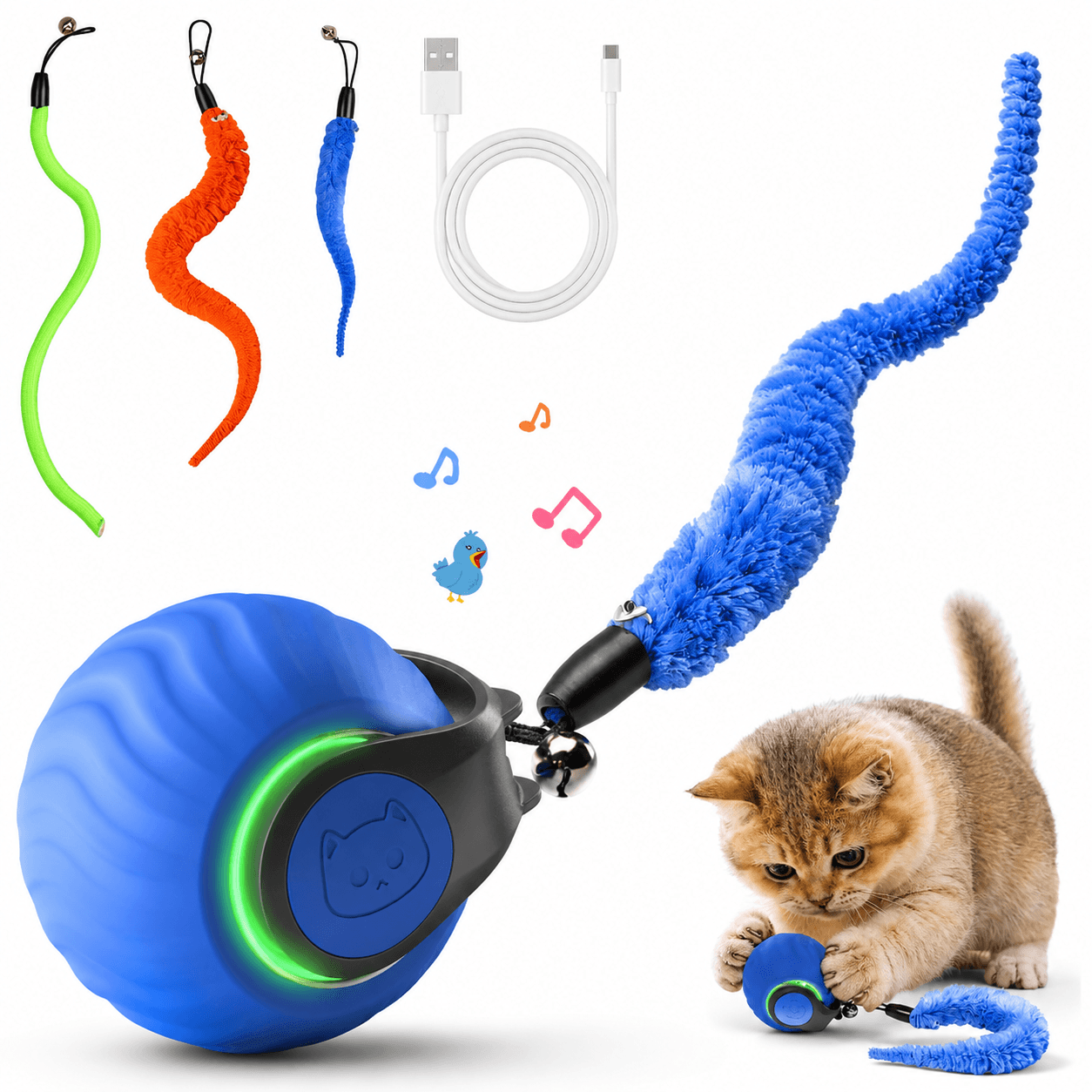Interactive Automatic Cat Toy with Bird Sounds & 3 Speed Modes