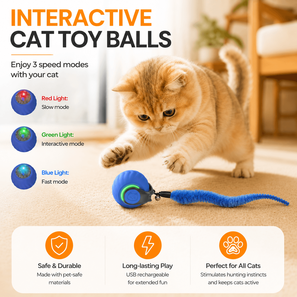 Interactive Automatic Cat Toy with Bird Sounds & 3 Speed Modes