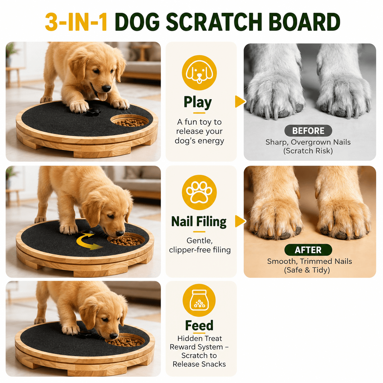 Interactive Dog Nail Scratch Board with Treat Box