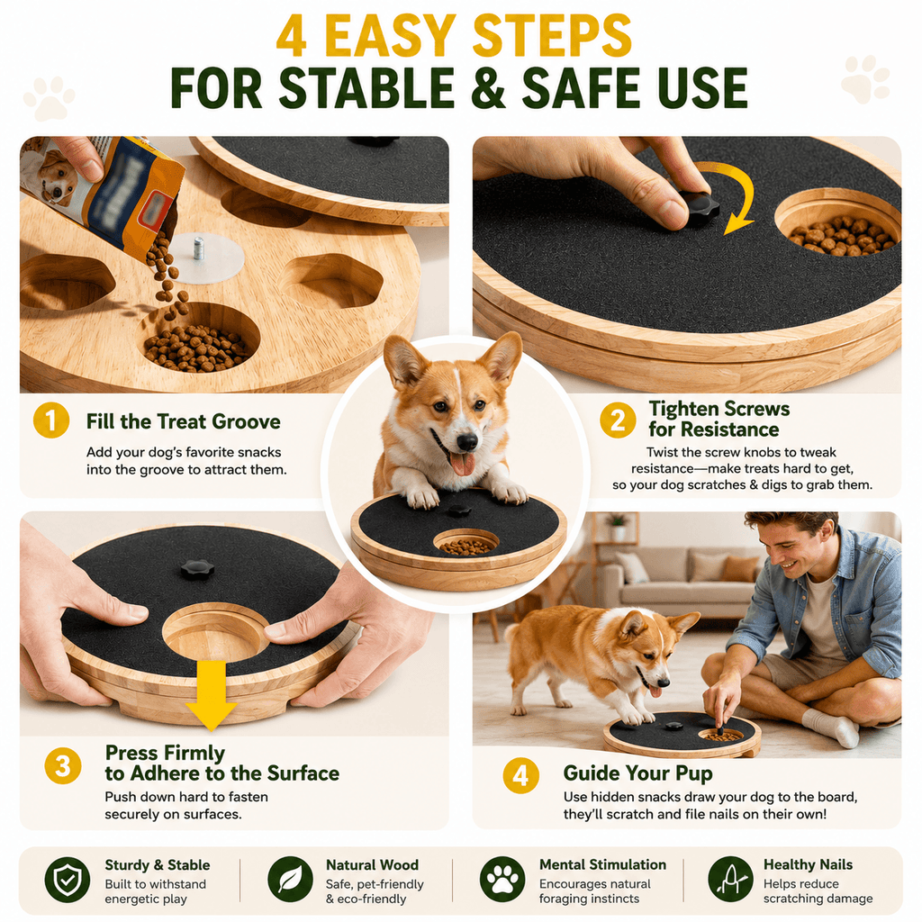 Interactive Dog Nail Scratch Board with Treat Box