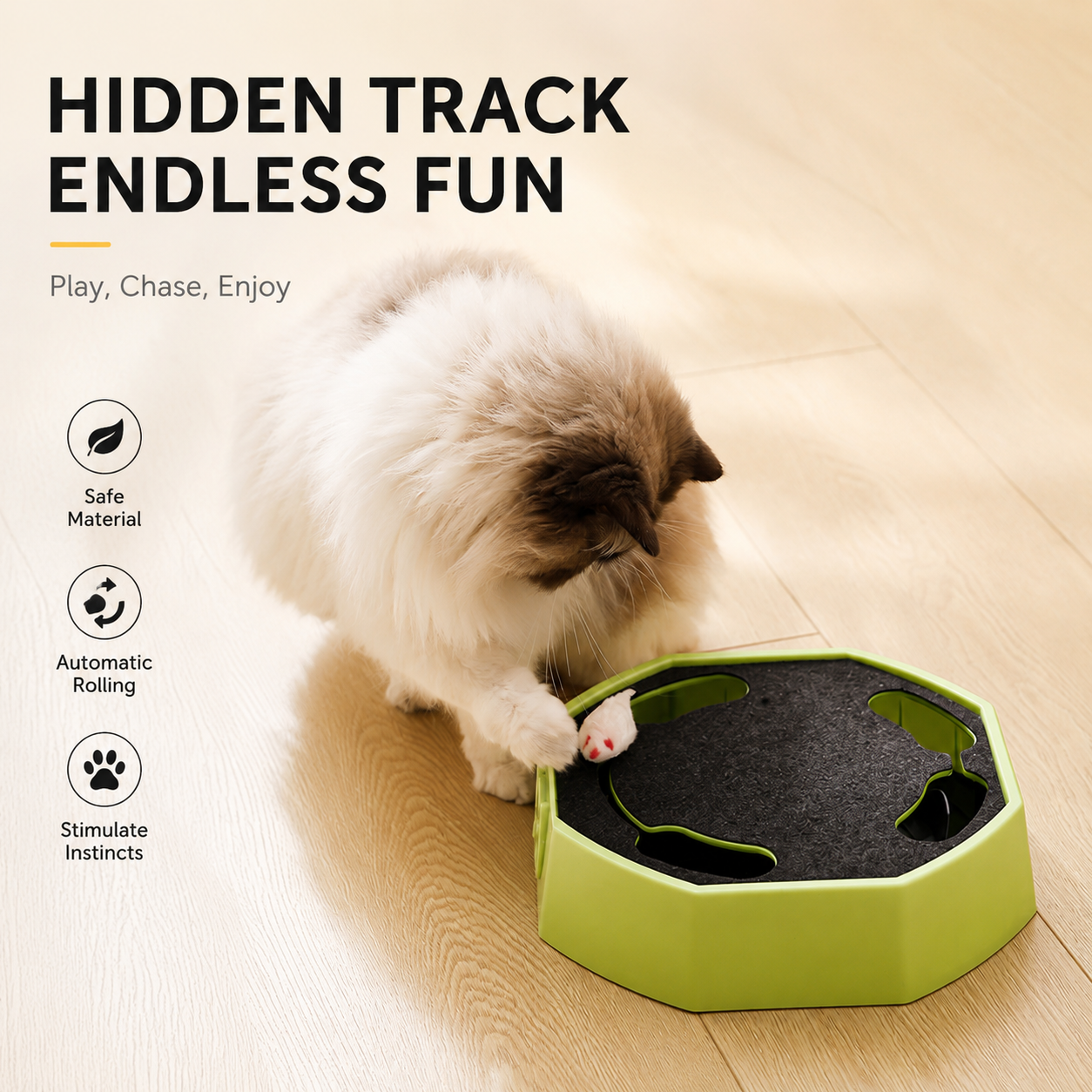 Automatic Cat Scratcher Toy with Moving Plush Mouse