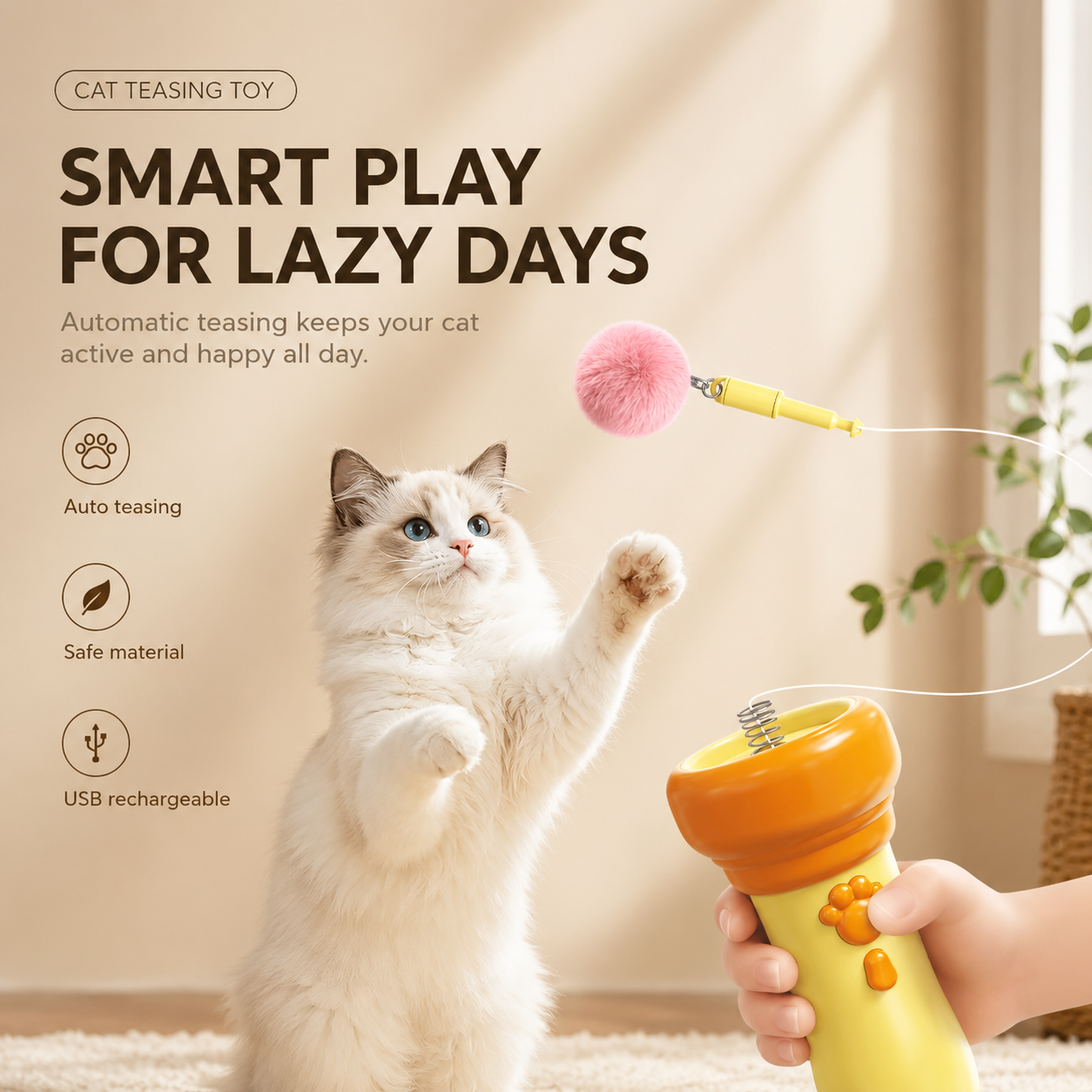 Interactive Cat Ball Launcher Toy – Automatic Plush Ball Shooter for Indoor Cats