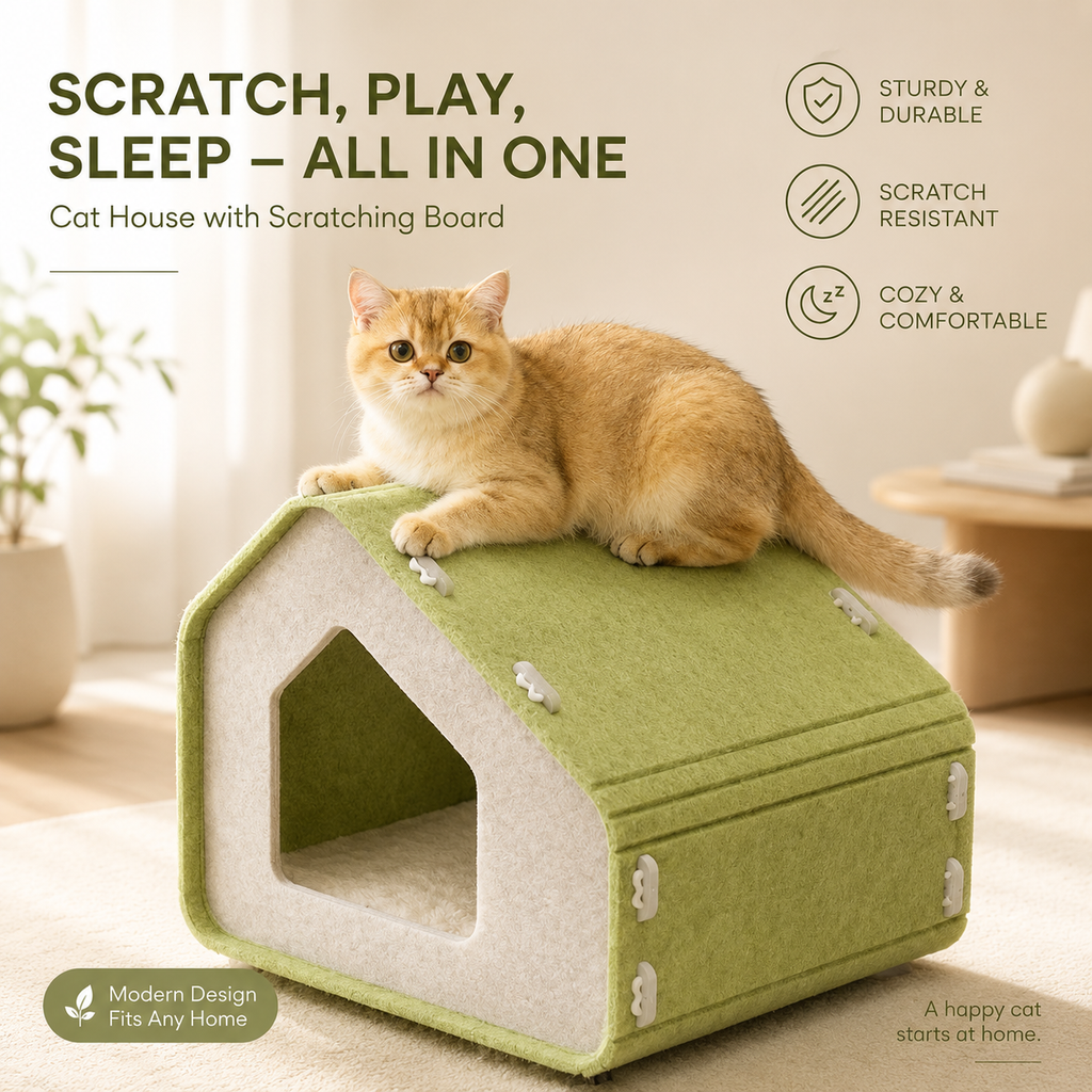 Felt Cat House Scratcher Bed
