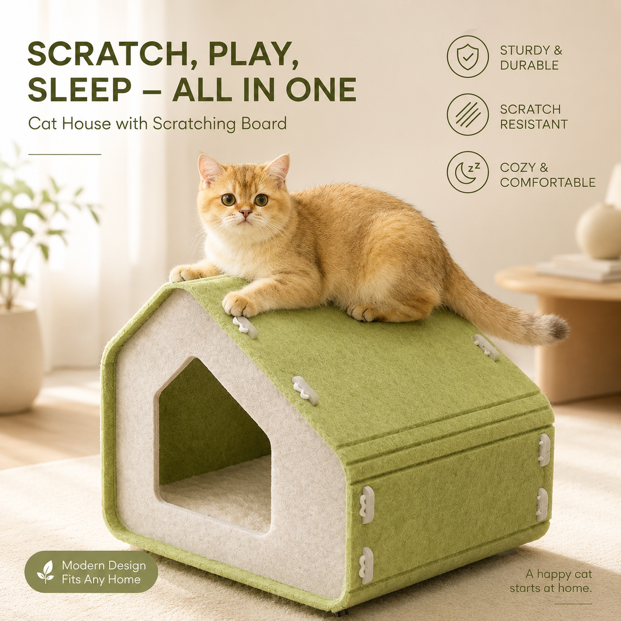 Felt Cat House Scratcher Bed