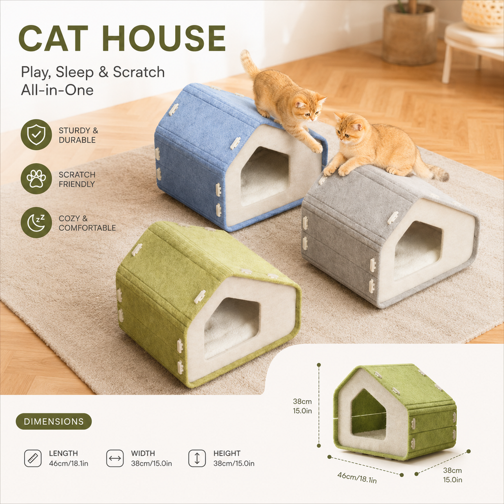 Felt Cat House Scratcher Bed