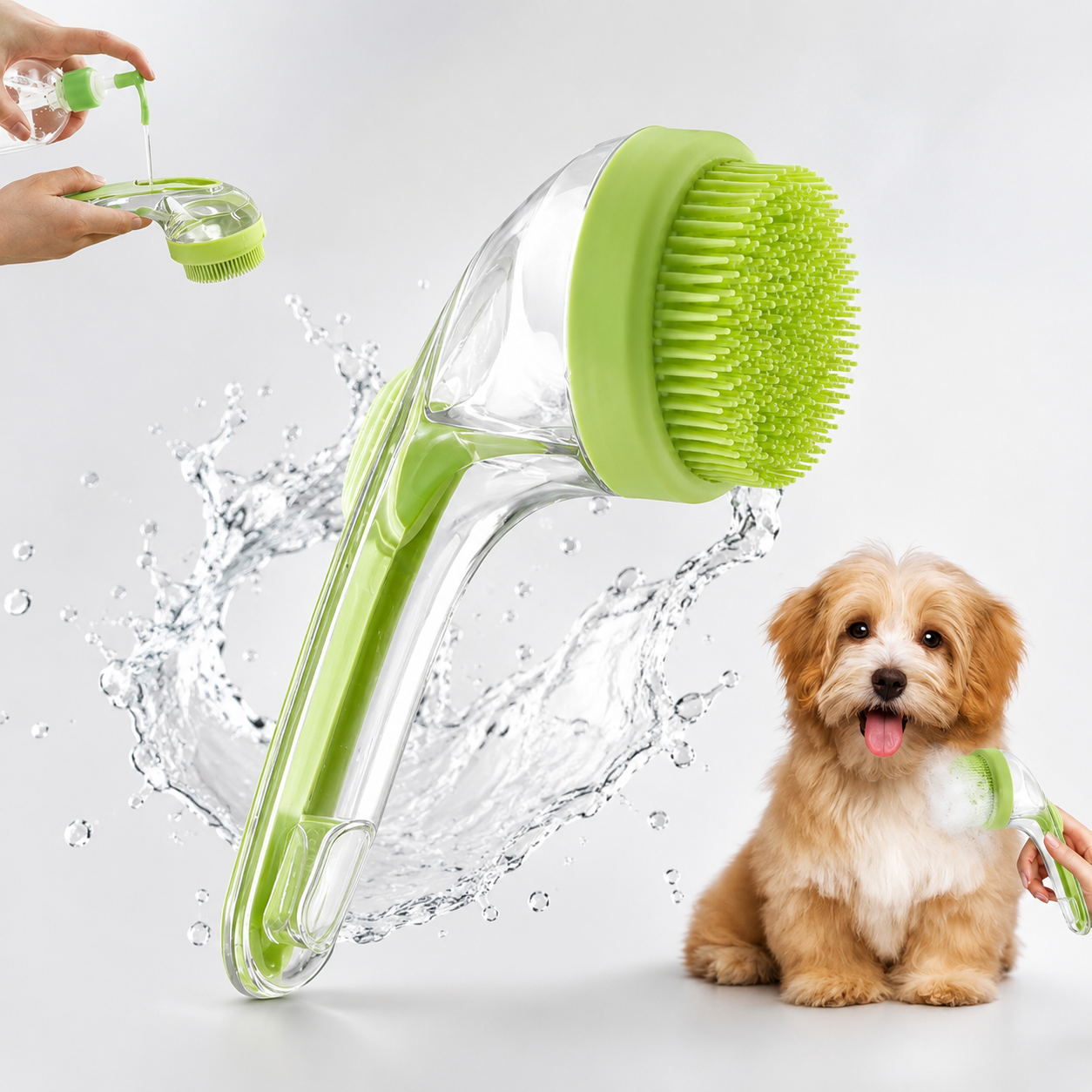 2-in-1 Pet Bath Brush & Shampoo Dispenser