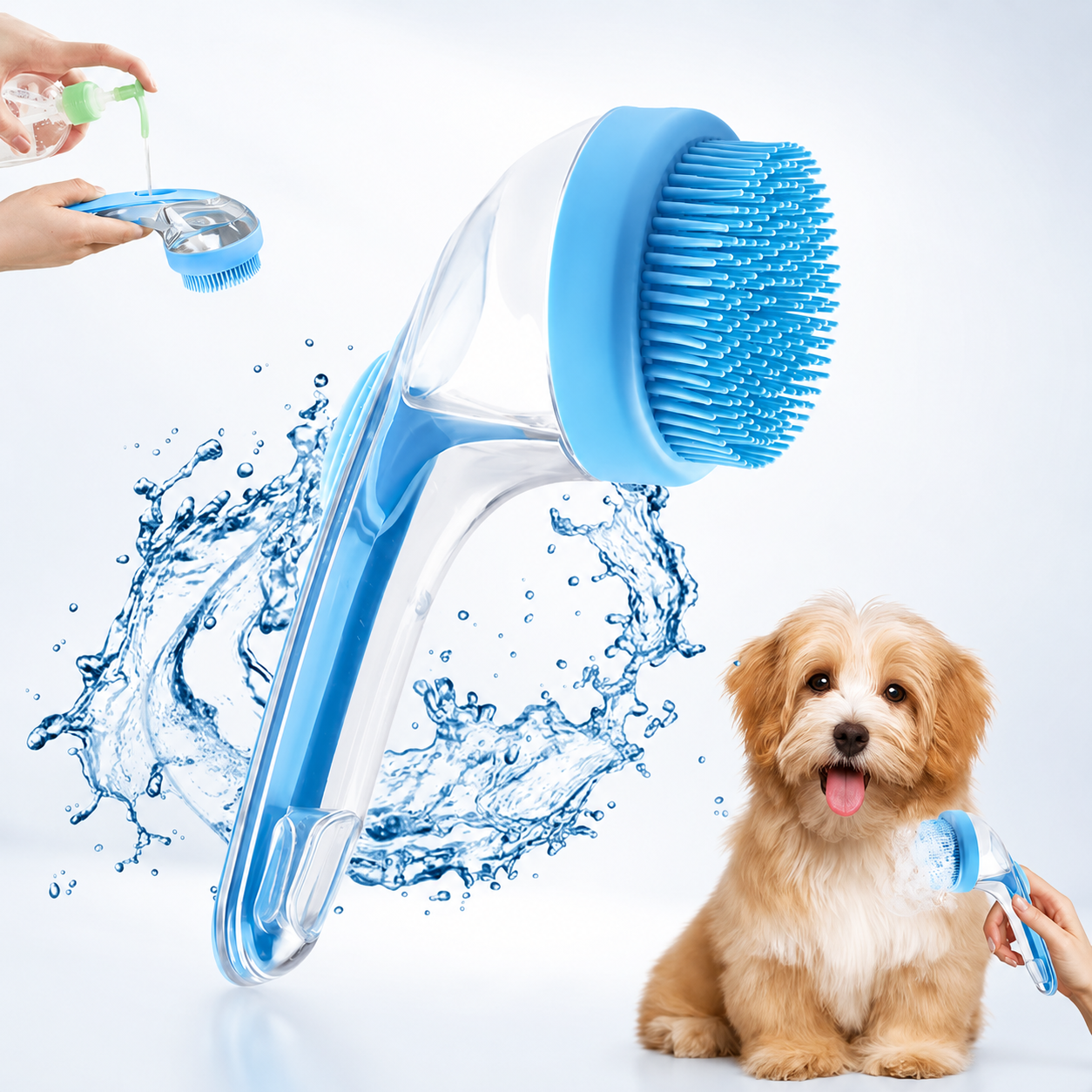 2-in-1 Pet Bath Brush & Shampoo Dispenser