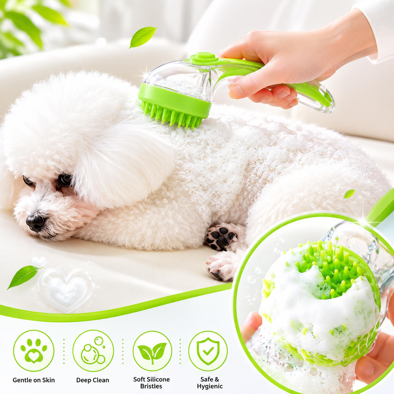 2-in-1 Pet Bath Brush & Shampoo Dispenser