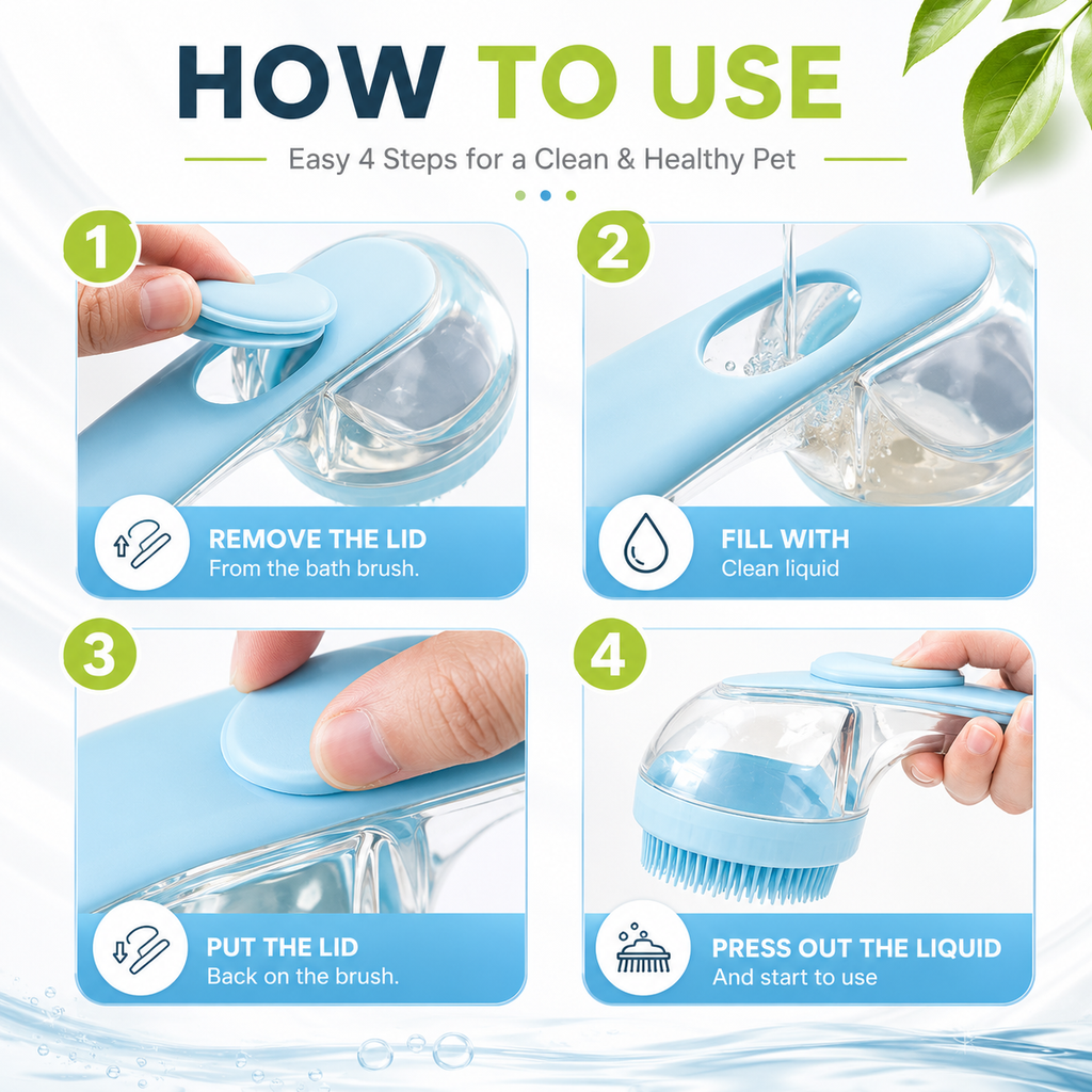 2-in-1 Pet Bath Brush & Shampoo Dispenser
