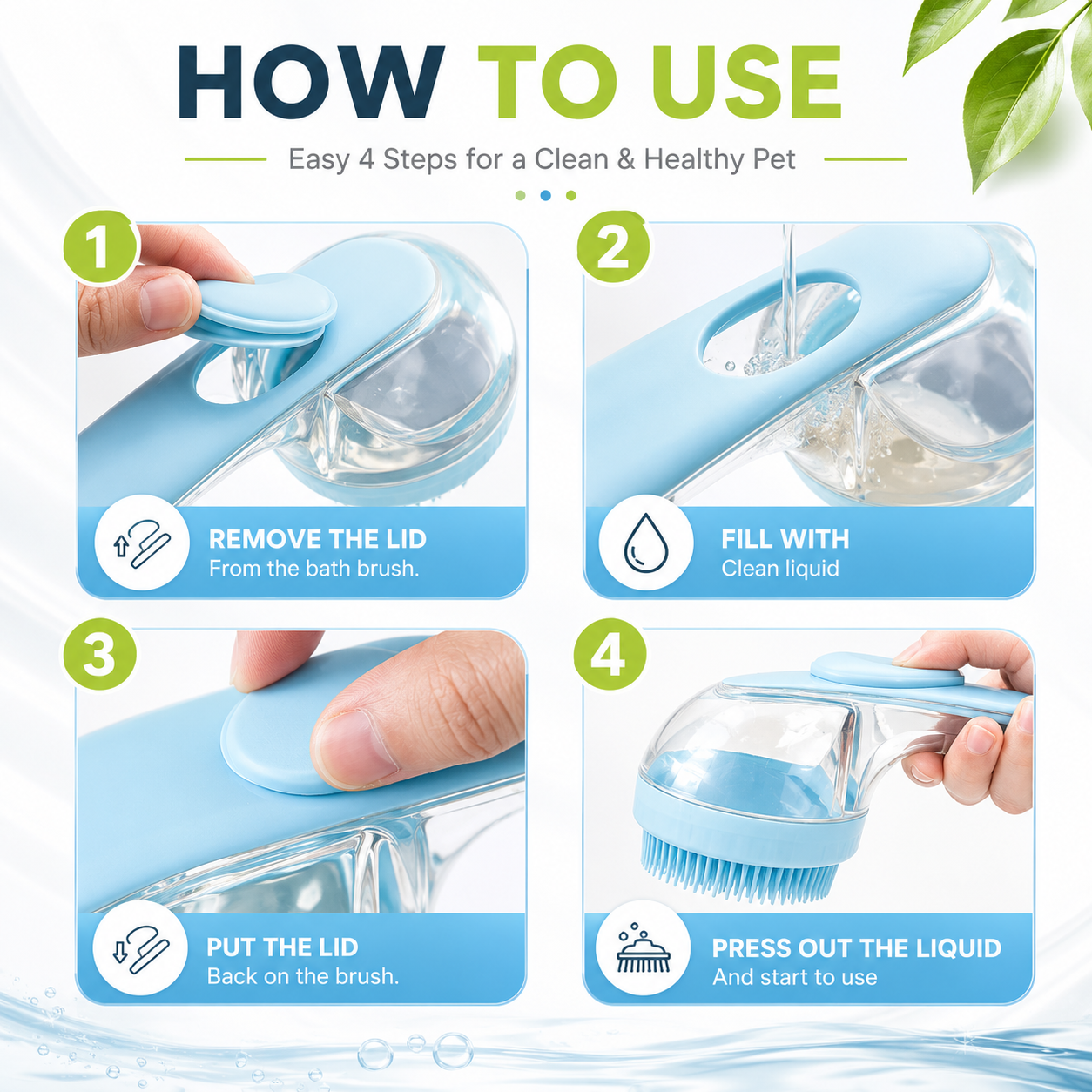 2-in-1 Pet Bath Brush & Shampoo Dispenser