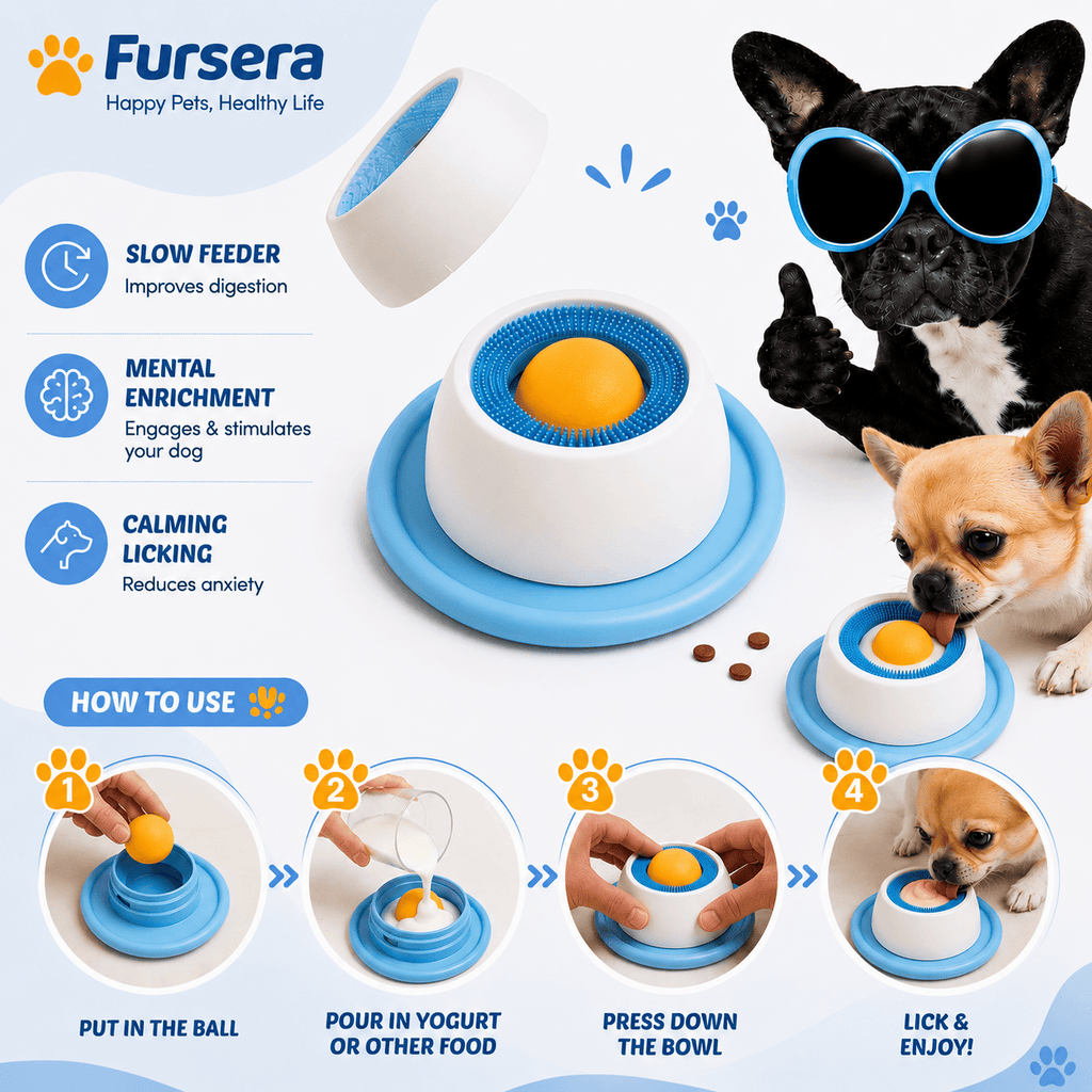 Slow Feeder Dog Bowl for Liquid Treats Non-Slip & Easy Clean